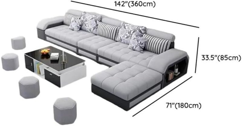 Comfynest U-Shaped Sectional Sofa Set - 5/6 Seater Convertible Sofa Bed with Button Tufted Back - Image 2